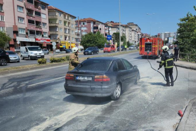 Otomobilde çıkan yangın paniğe yol açtı